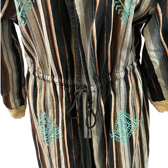 Angel + Premium Aztec Bohemian Embroidered Multicolor Lace Trim Duster Jacket S - Picture 5 of 12